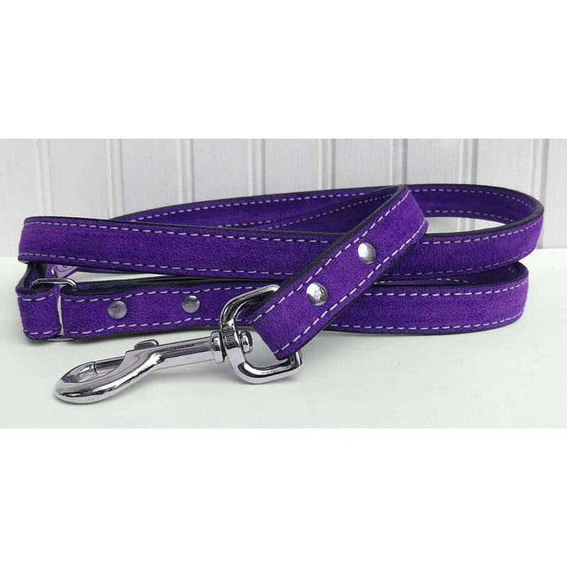 Purple suede leather dog leash. USA made, luxury dog leash