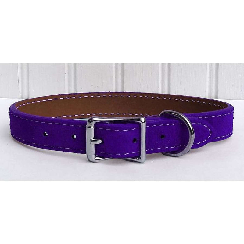 Purple Suede Leather Dog Collar. USA made, luxury dog collar made by Auburn Leathercrafters