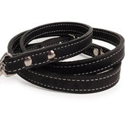 Saratoga Suede Black Leather Dog Leash- USA made luxury leash