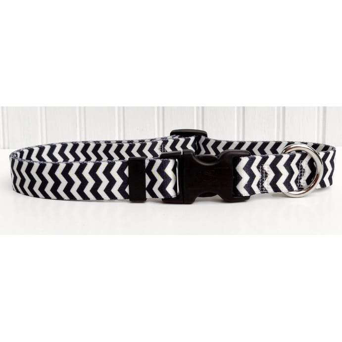 Licorice Black and White Chevron Dog Collar