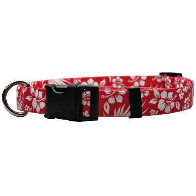 Red Aloha Hawaiian Dog Collar