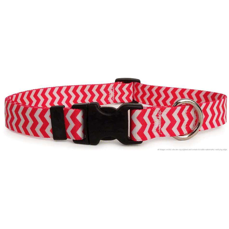 Pink and White Chevron Dog Collar- adjustable or martingale