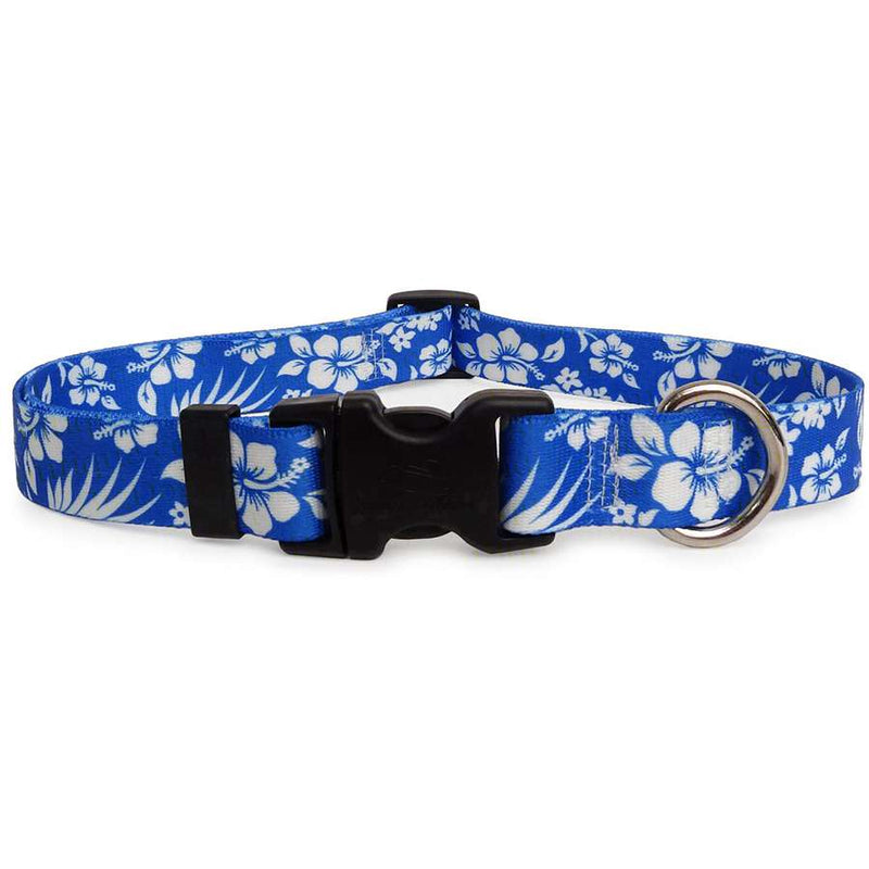 Blue Aloha Hawaiian Dog Collar (adjustable or martingale)