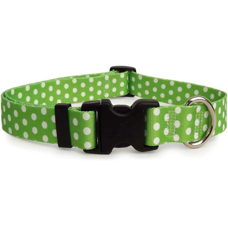 Lime with White Dots Dog Collar