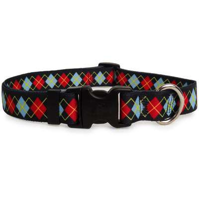 Navy and Red Argyle Dog Collar