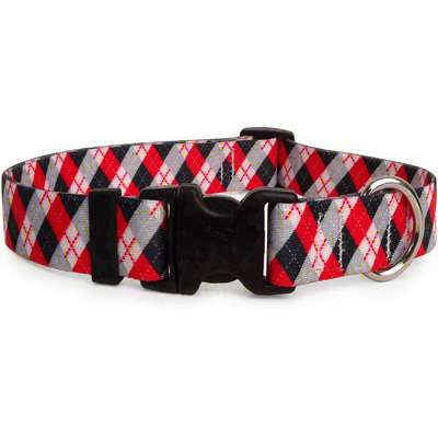 Red and Black Argyle Dog Collar