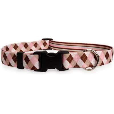Pink and Brown Argyle Dog Collar