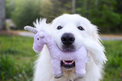 Fluff & Tuff Violet Unicorn- durable plush toy for dogs