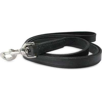 Classic Flat Leather Dog Leash with Engraved Plate